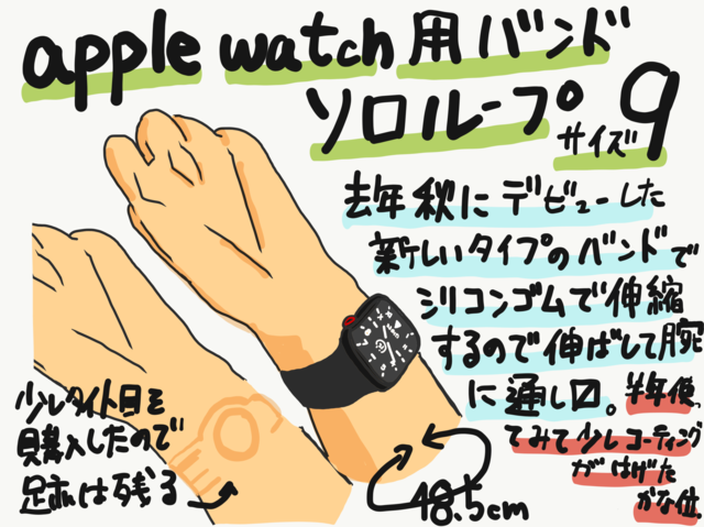 apple watch ソロループ サイズ9 は手首周り18.5mm にちょうど良い 半年使ってきての感想も