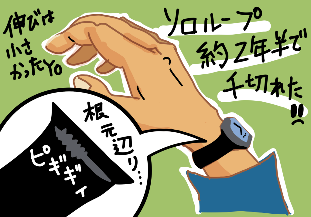 ソロループ （ブレイデッドソロループ じゃない方）がついにちぎれる 約二年半使用 レビュー