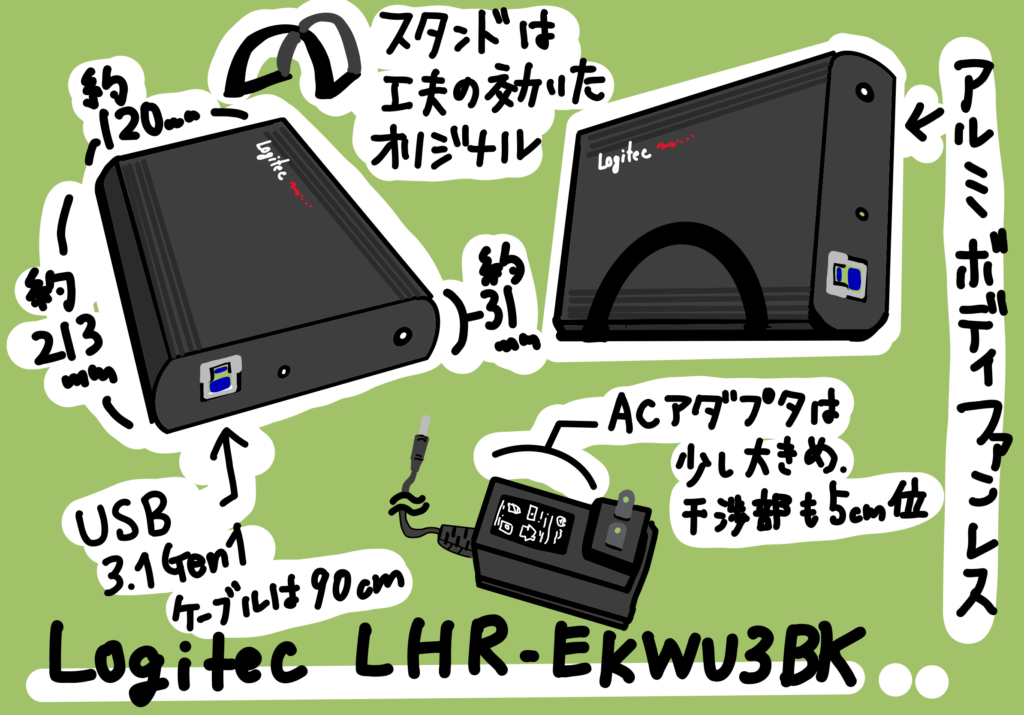 Logitec LHR-EKWU3BK はスタンドが安定している無難な 3.5インチHDDケース