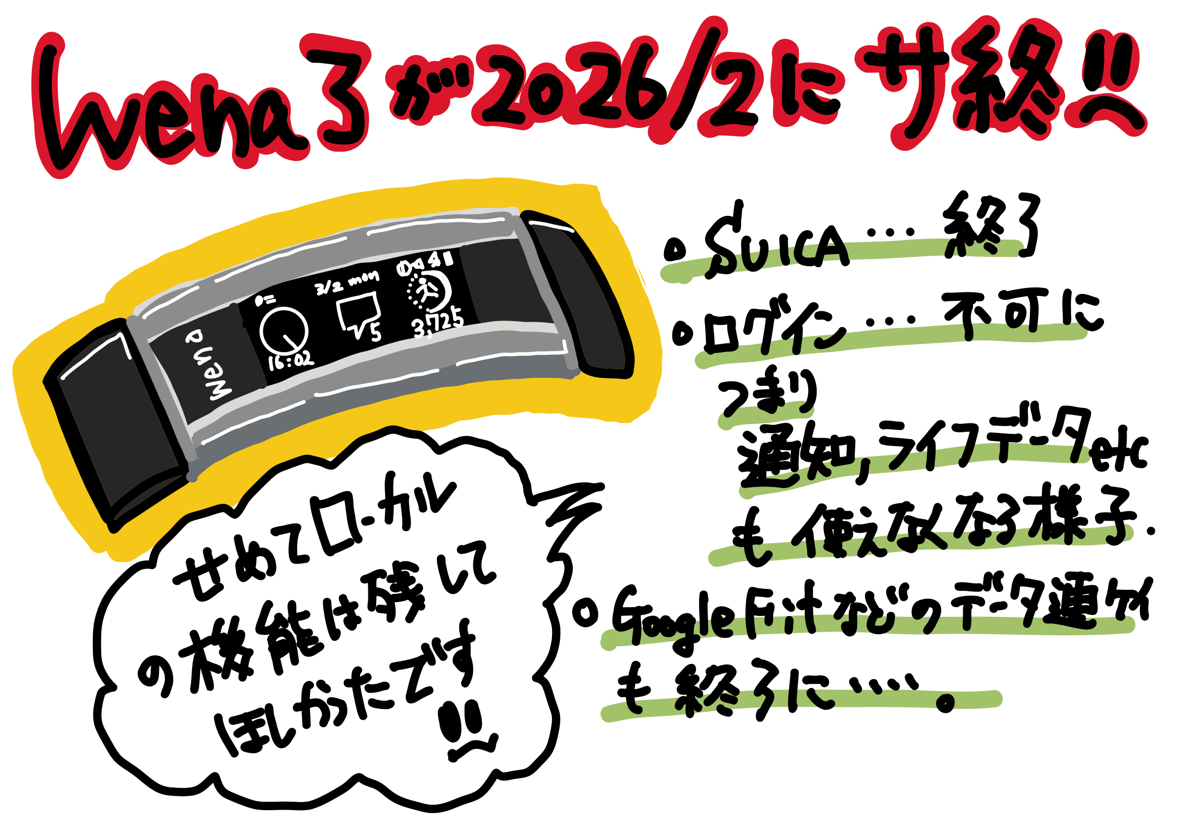 wena3 のサービス終了が 約一年後の 2026年2月 と決定、ただのゴミと化す模様