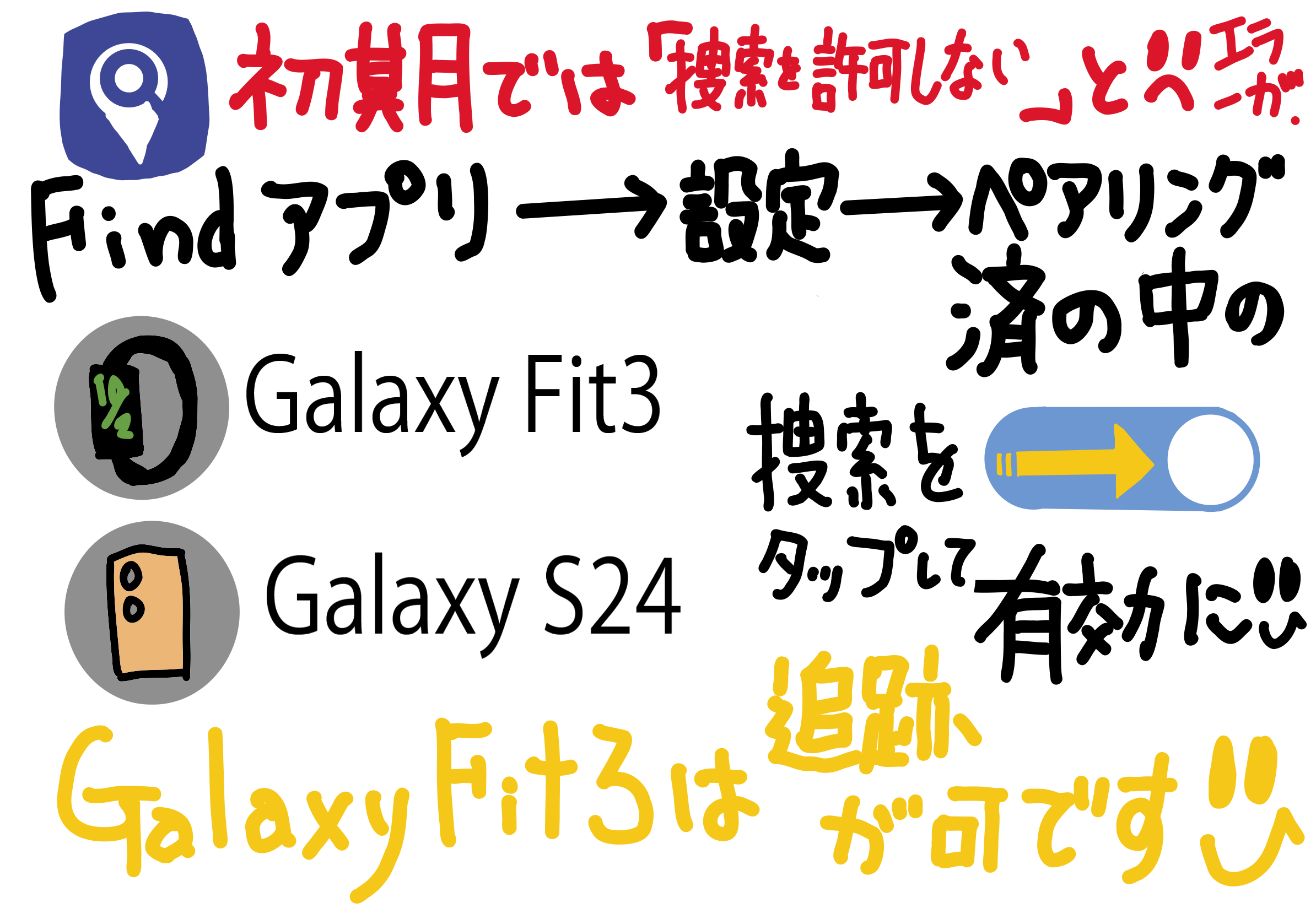 wena3 がサービス終了するので Galaxy Fit3 に乗り換えた その2.5 （Fit3 が捜索・追跡可能にならないのを設定する）