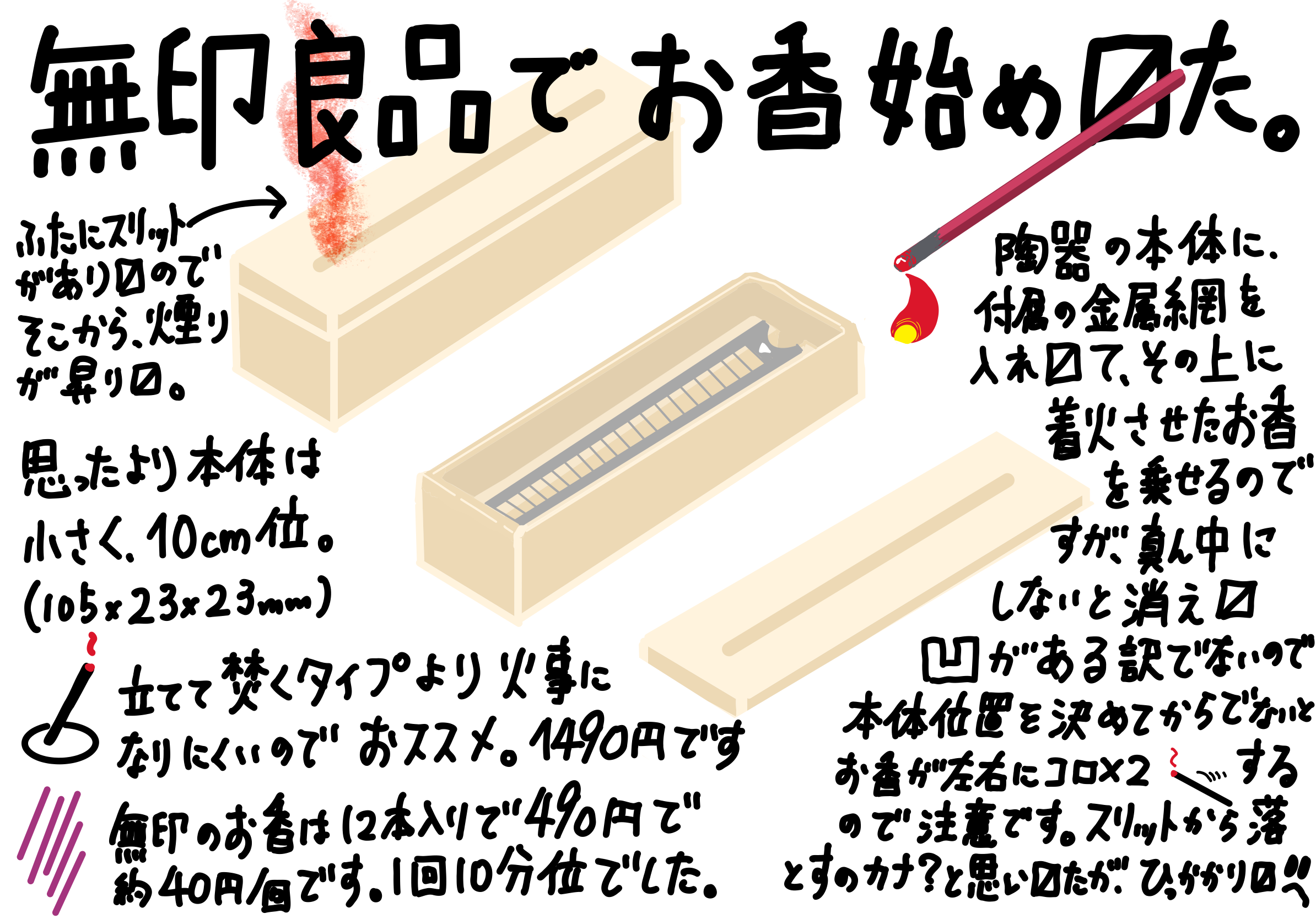 無印良品で お香始めてみました ねかせて焚く香皿 レビュー