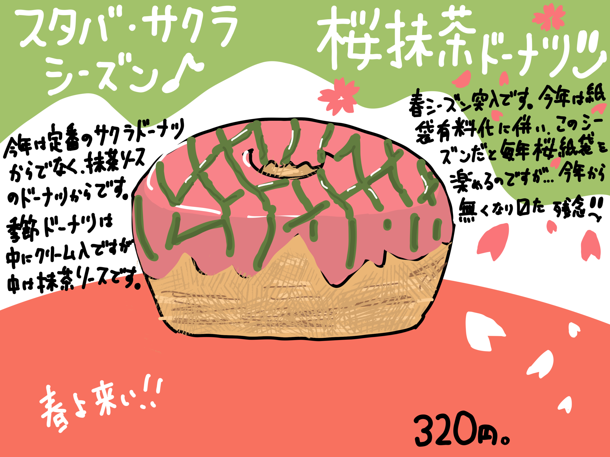 スタバ 桜抹茶ドーナツ レビュー